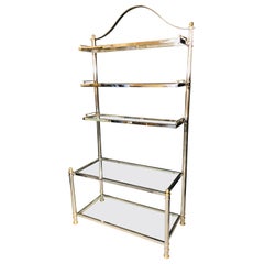 Maison Jansen Style Hollywood Regency Étagère, Bookcase, Brass and Steel Design