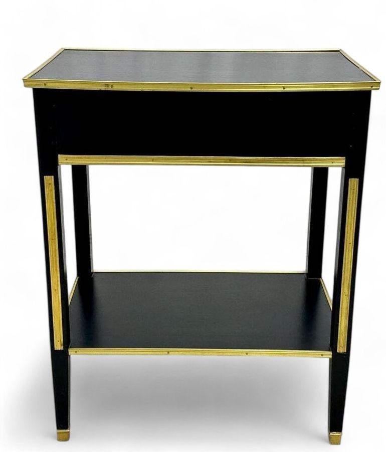Maison Jansen Style, Hollywood Regency, Nightstands, Black Painted Wood, Brass For Sale 2