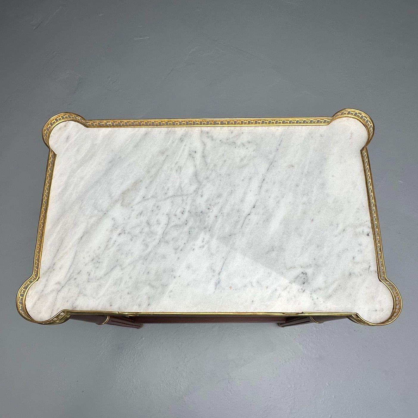 Tables de nuit Hollywood Regency, acajou, marbre, laiton, style Maison Jansen 5