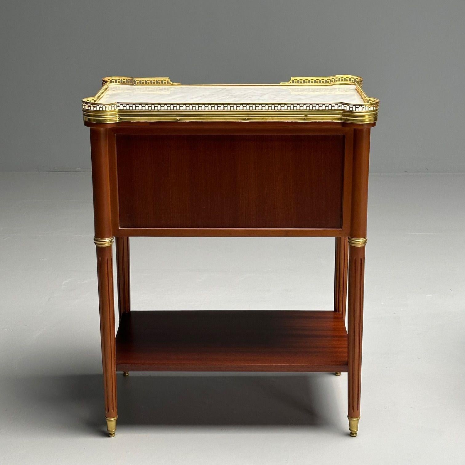 Tables de nuit Hollywood Regency, acajou, marbre, laiton, style Maison Jansen 6