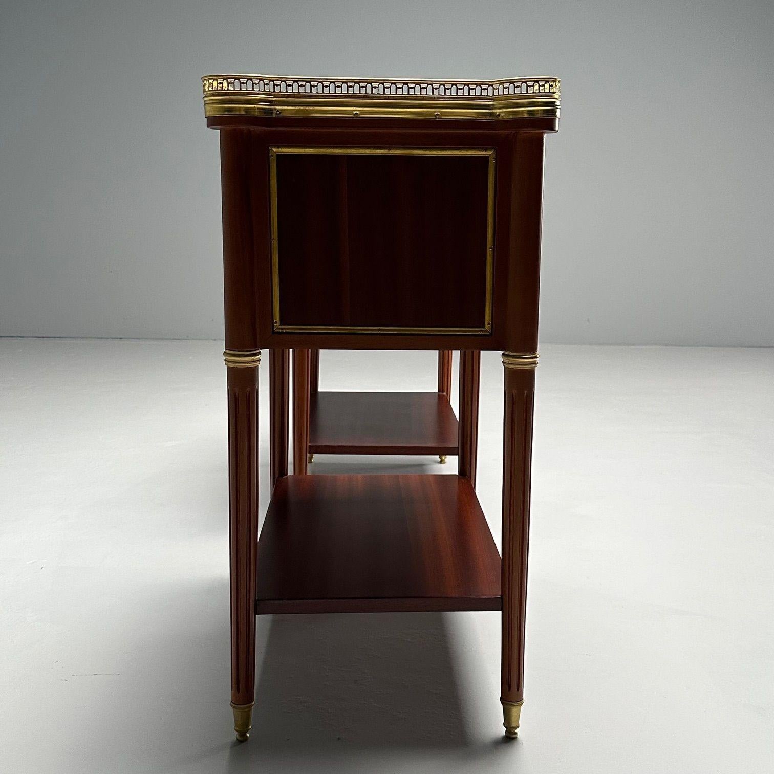 Tables de nuit Hollywood Regency, acajou, marbre, laiton, style Maison Jansen 3