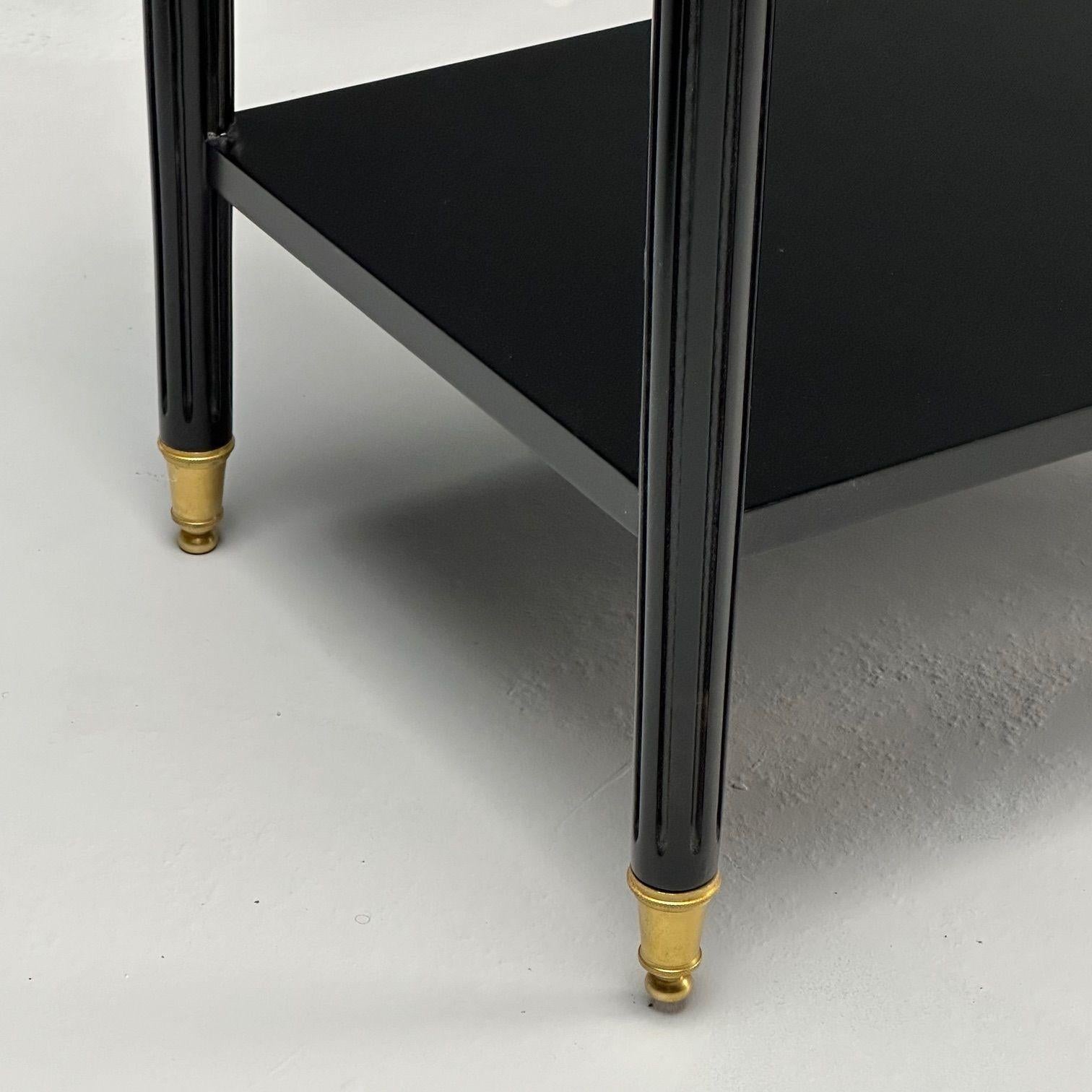 Maison Jansen Style, Hollywood Regency, Tables de nuit, Wood peint, Marbre, Brass 1