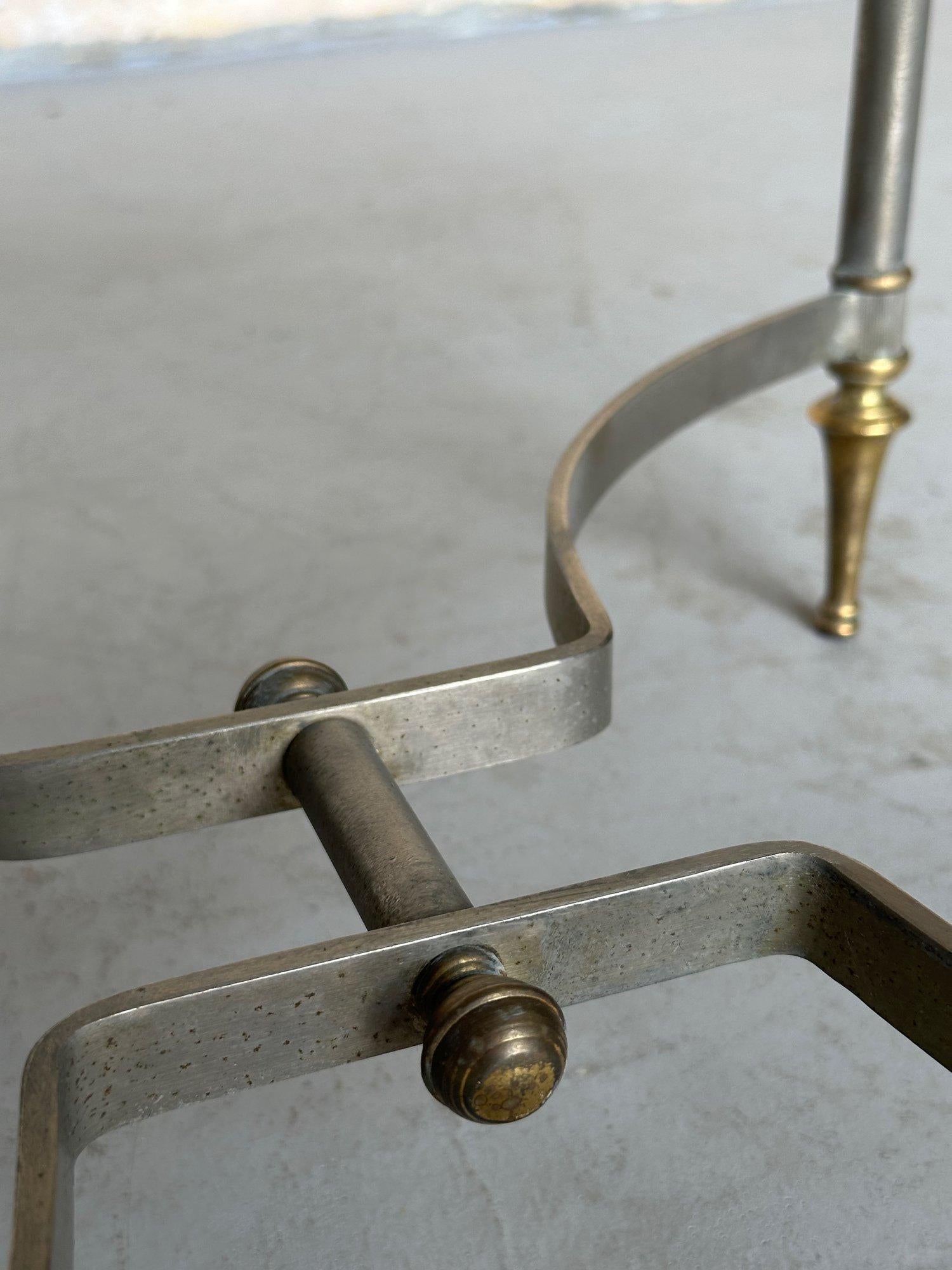 Maison Jansen Stil Italienisch 1940er Jahre Stahl und Glas End Tabelle im Angebot 5