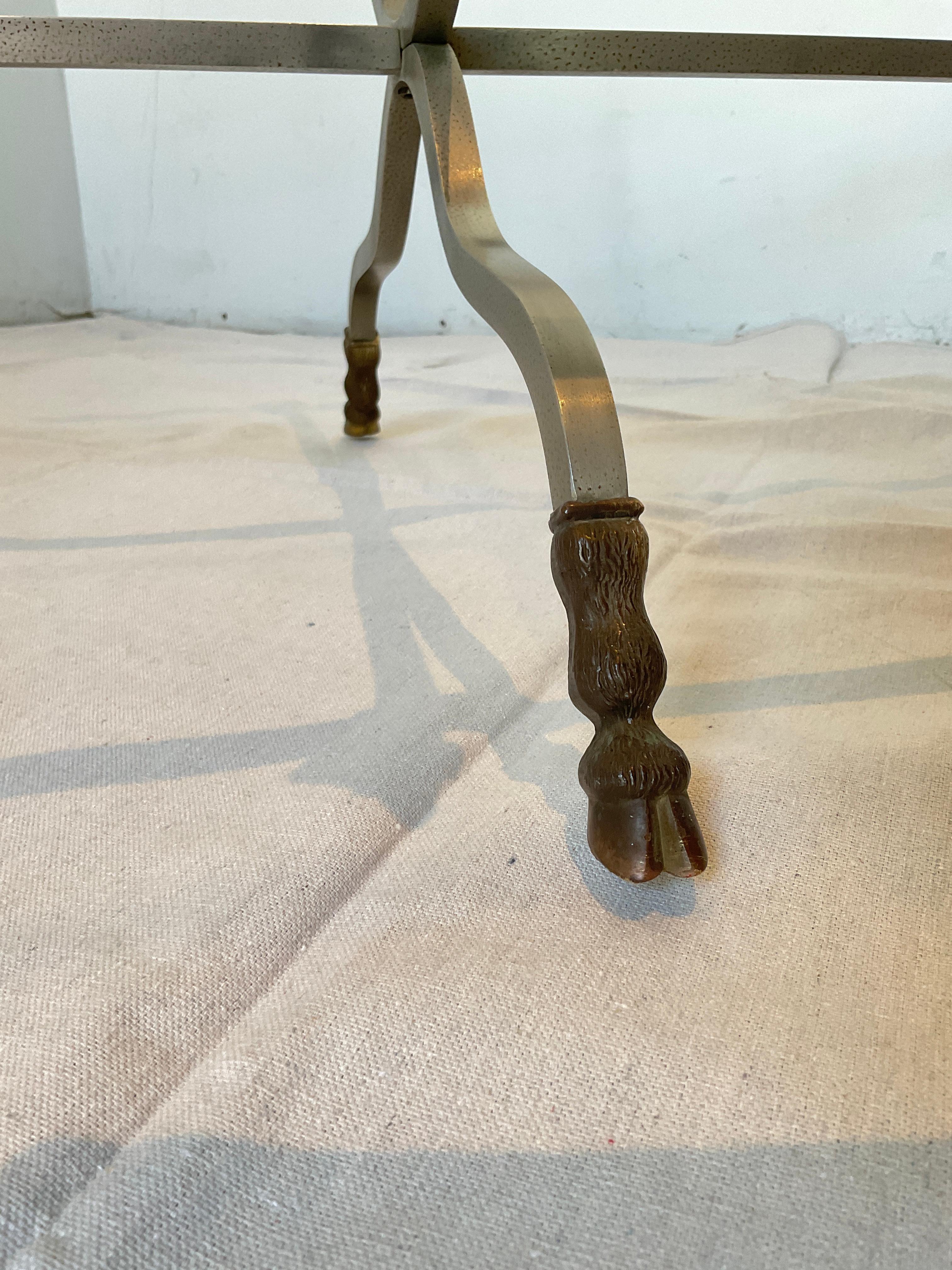 Maison Jansen Style Italian Ram Head Brass and Steel Coffee Table / Bench Base 6