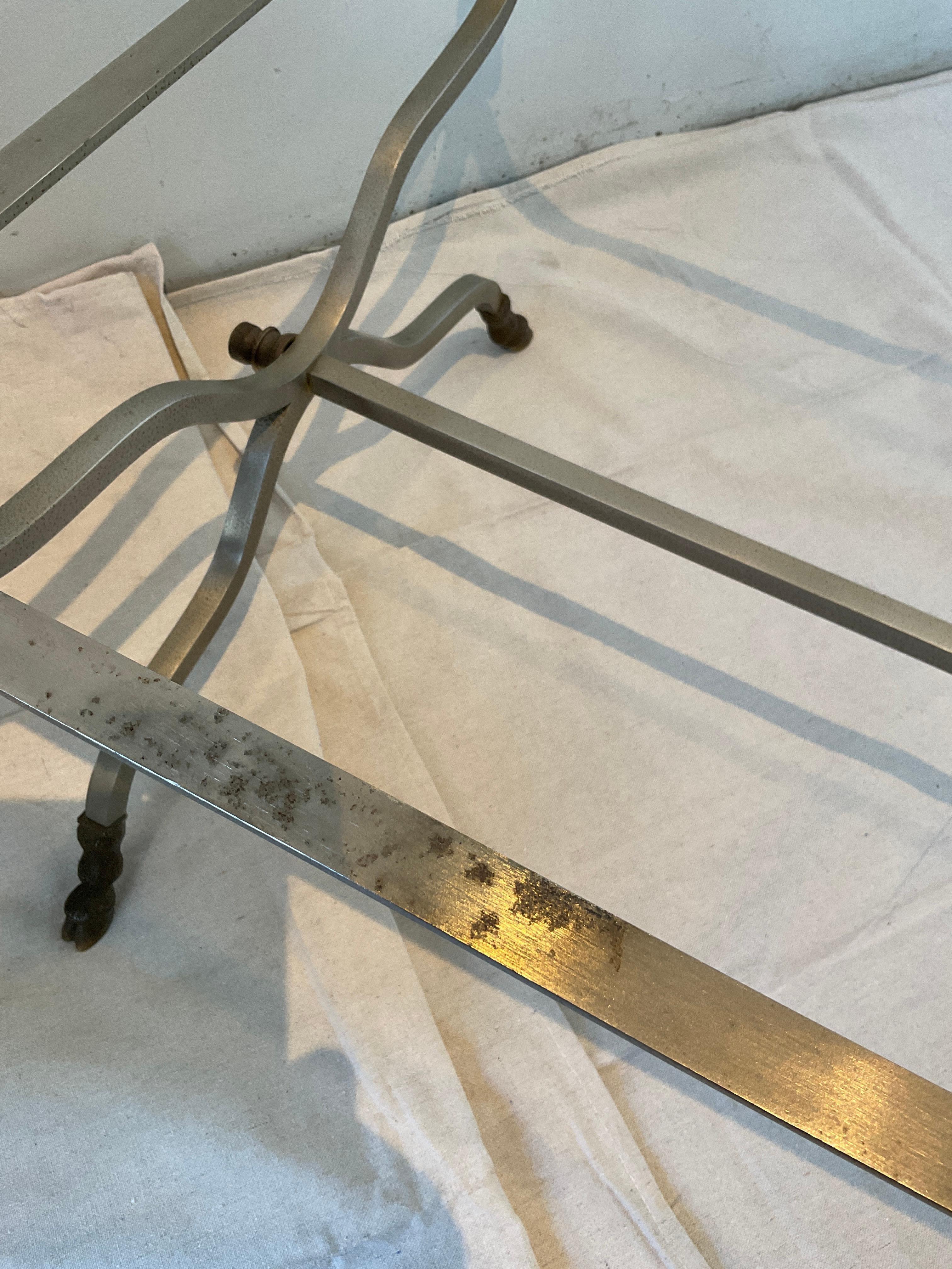 Maison Jansen Style Italian Ram Head Brass and Steel Coffee Table / Bench Base 7