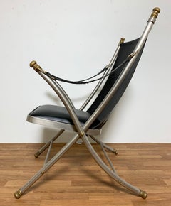 Maison Jansen Style Leather Campaign Chair, Circa 1960s