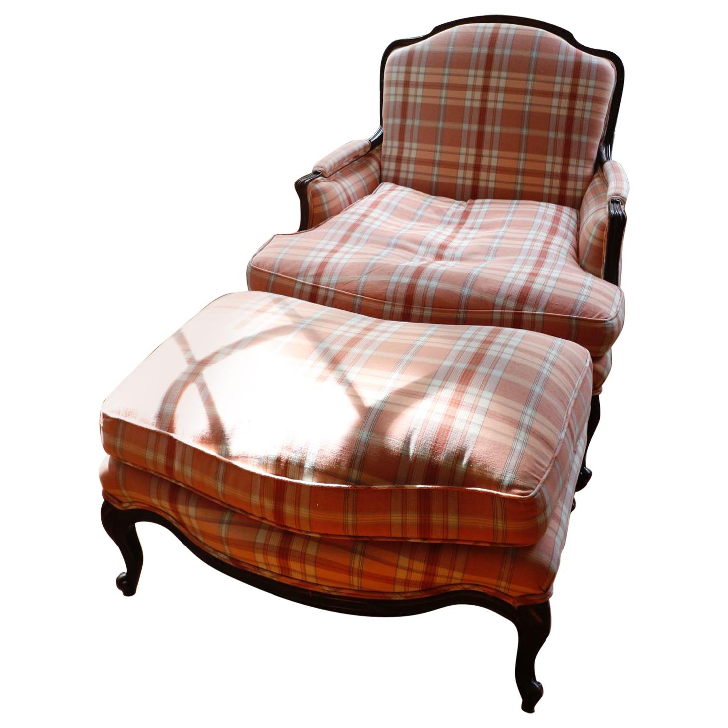 ON SALE NOW! Maison Jansen Style Louis XV Bergère Chair and Ottoman 