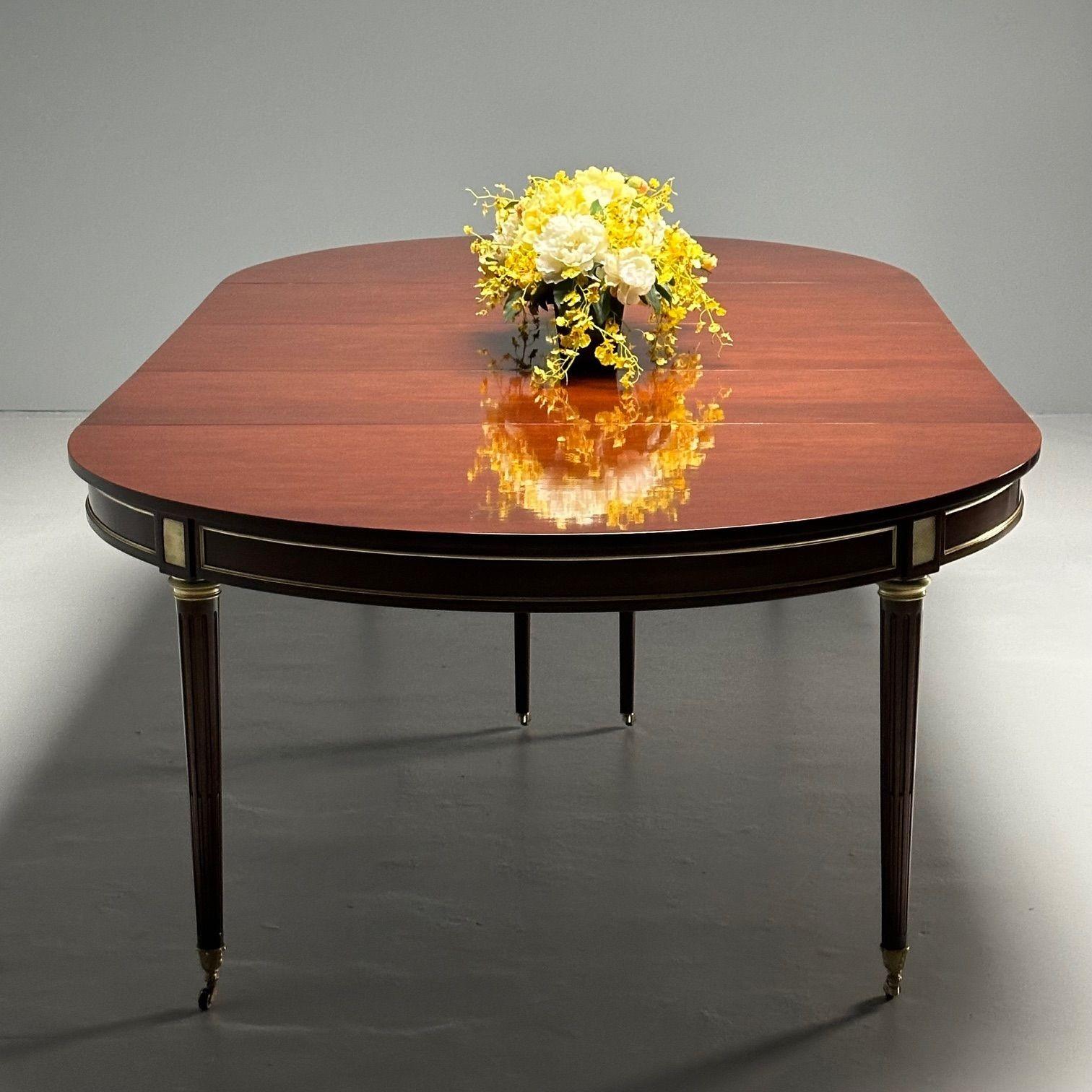 Maison Jansen Style, French Louis XVI, Dining Table, Circular, Mahogany, Bronze For Sale 10