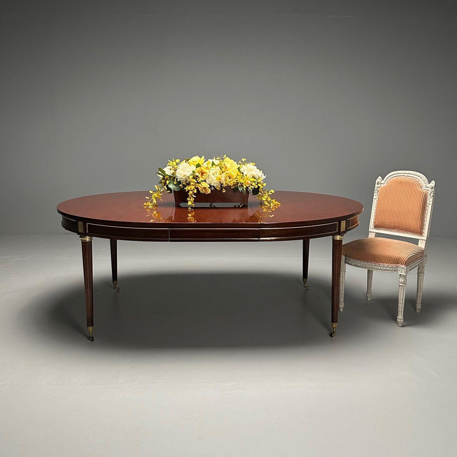 20th Century Maison Jansen Style, French Louis XVI, Dining Table, Circular, Mahogany, Bronze For Sale