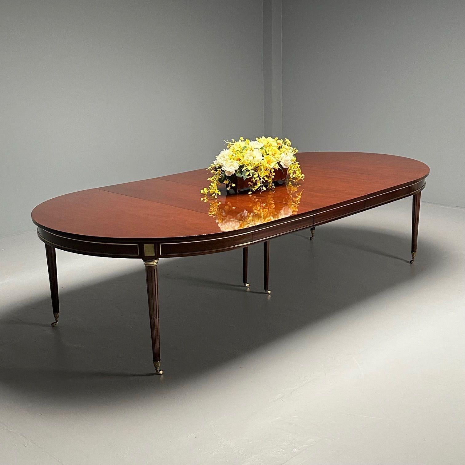 Maison Jansen Style, French Louis XVI, Dining Table, Circular, Mahogany, Bronze For Sale 1