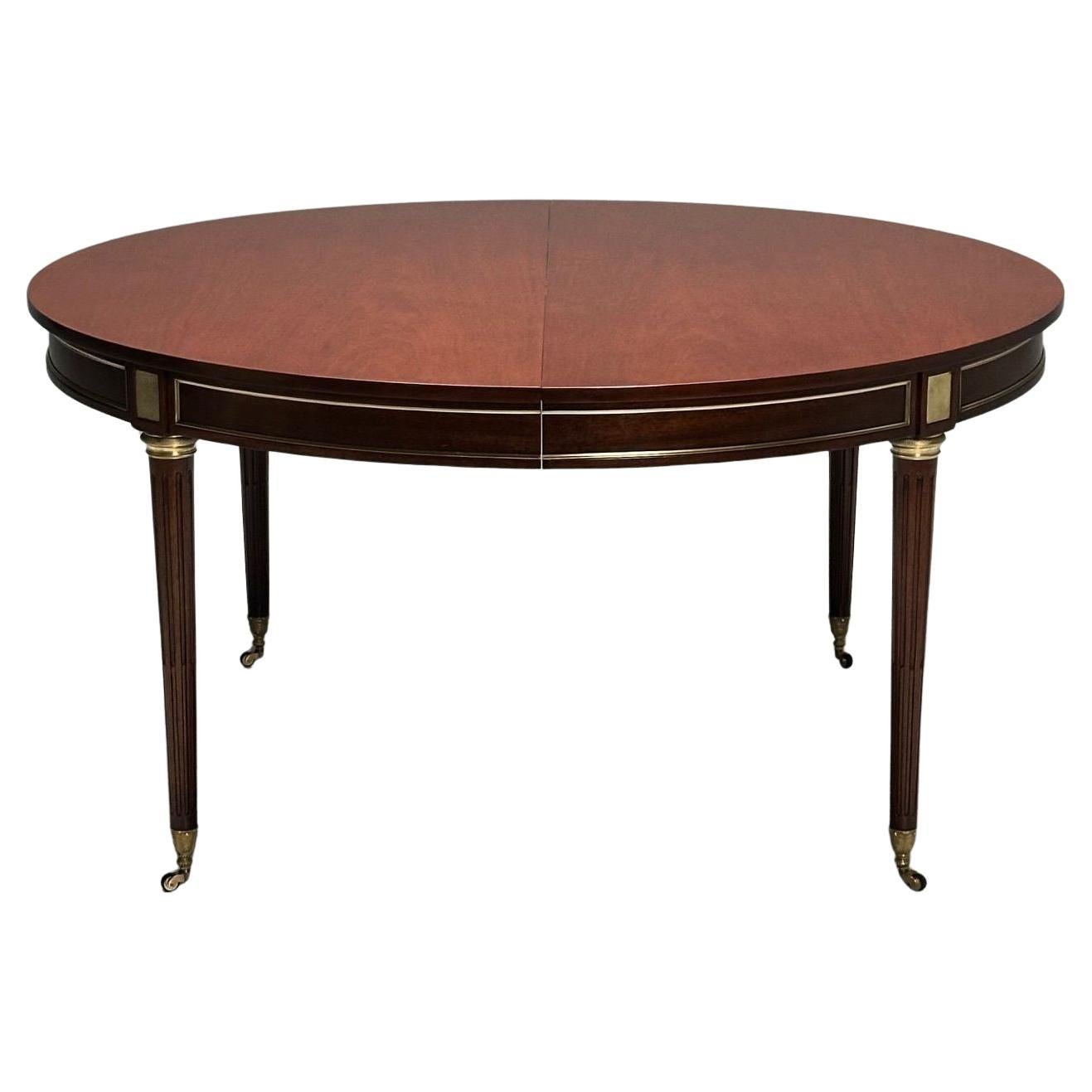 Maison Jansen Style, French Louis XVI, Dining Table, Circular, Mahogany, Bronze For Sale