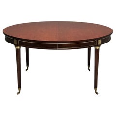 Vintage Maison Jansen Style, French Louis XVI, Dining Table, Circular, Mahogany, Bronze