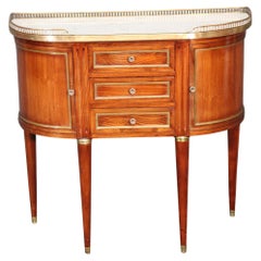 Retro Maison Jansen Style Louis XVI French Marble Brass Trimmed Commode Nightstand