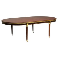 Maison Jansen Style, Louis XVI, Hollywood Regency Dining Table, Mahogany, Bronze