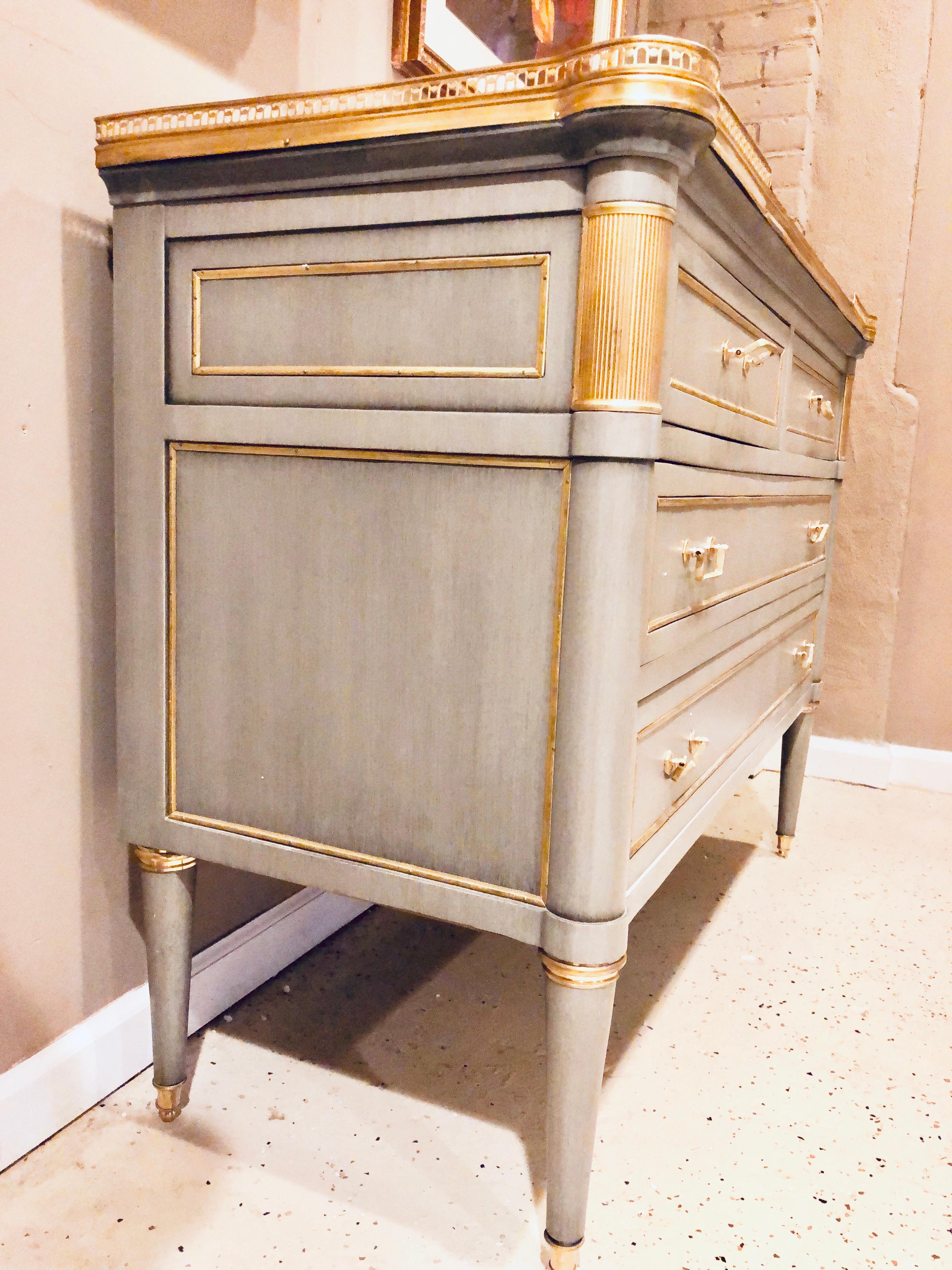 Maison Jansen Style Louis XVI Painted Commodes, Chests or Nightstands a Pair  5