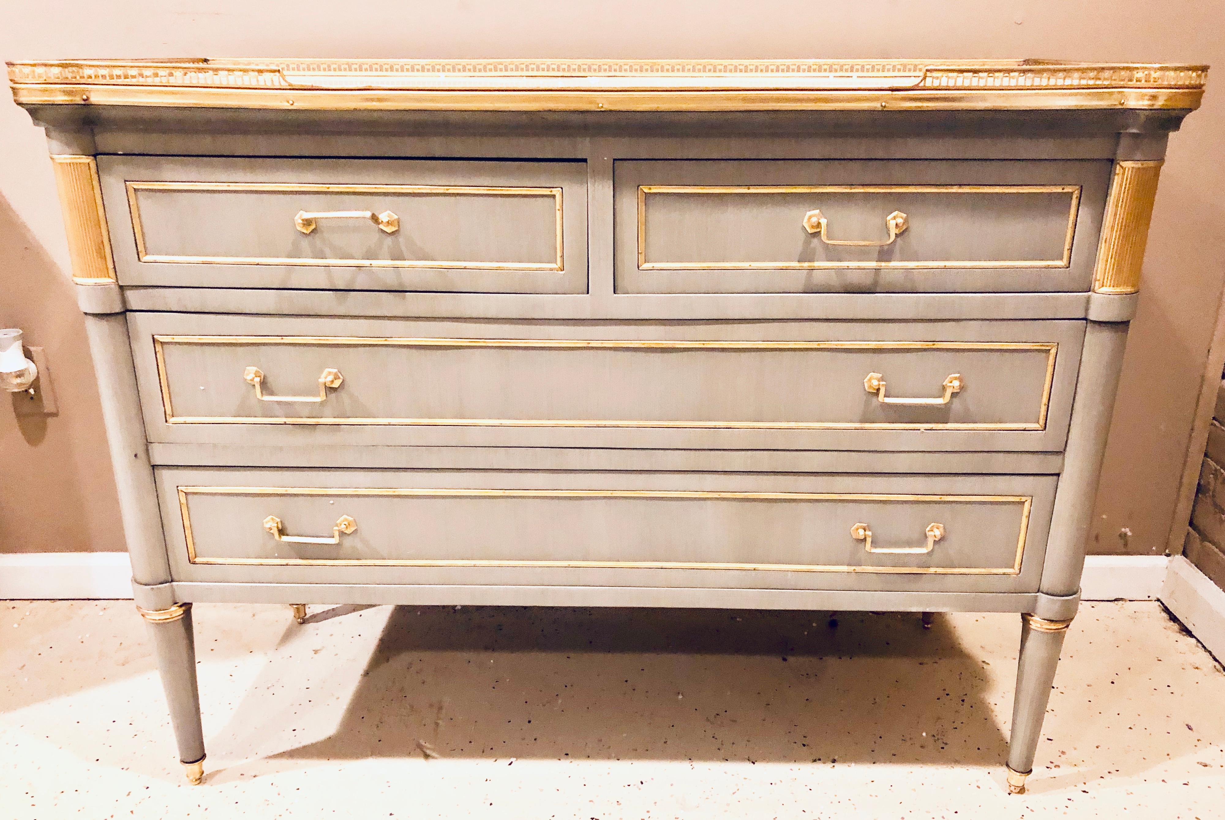 20th Century Maison Jansen Style Louis XVI Painted Commodes, Chests or Nightstands a Pair 