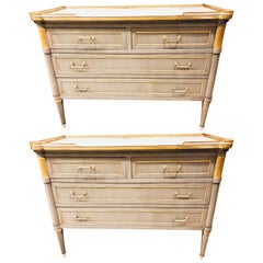 Maison Jansen Style Louis XVI Painted Commodes, Chests or Nightstands a Pair 