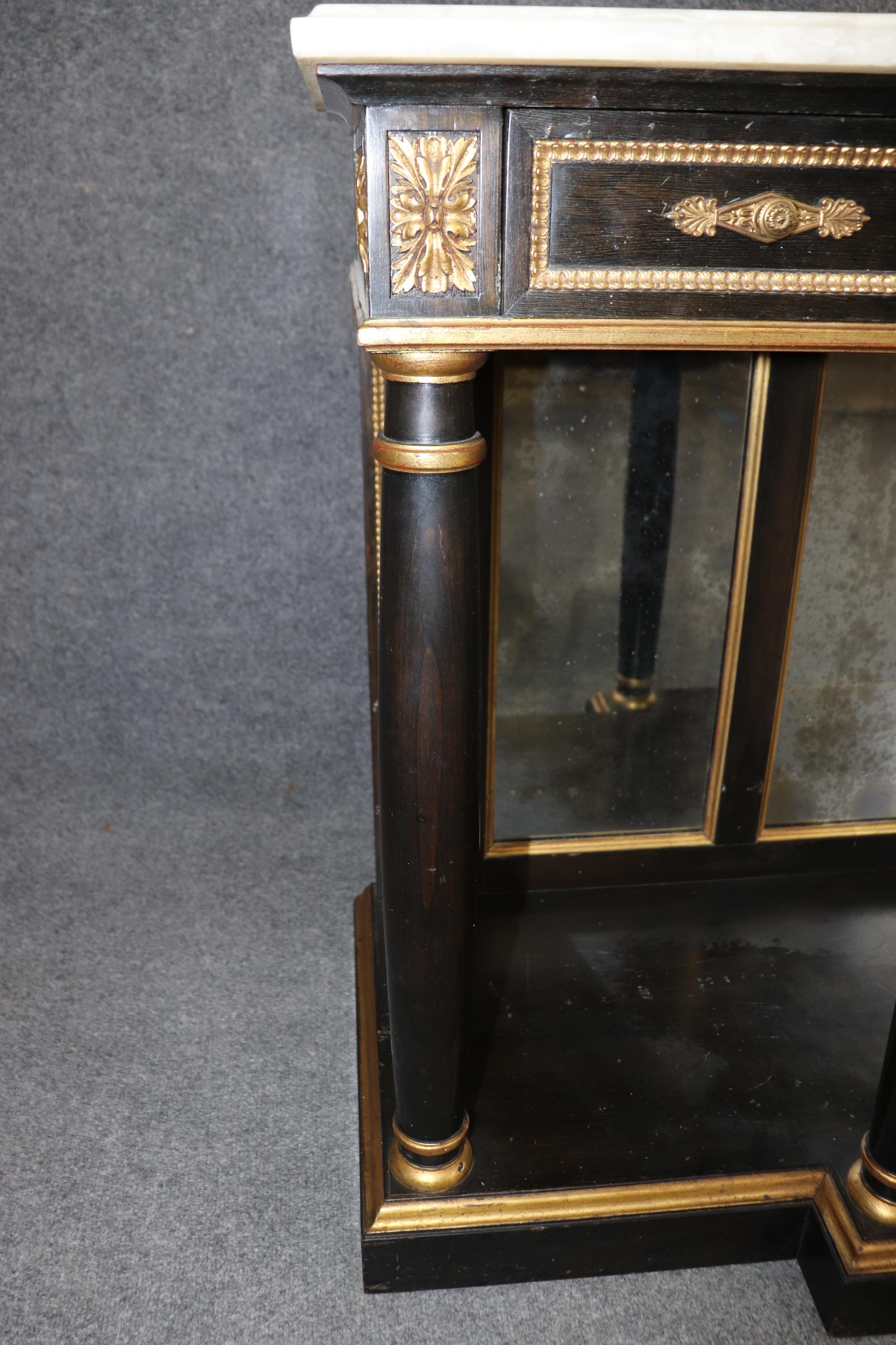 Louis XVI Stil Marmorplatte Konsole Server patiniert Spiegel im Angebot 3