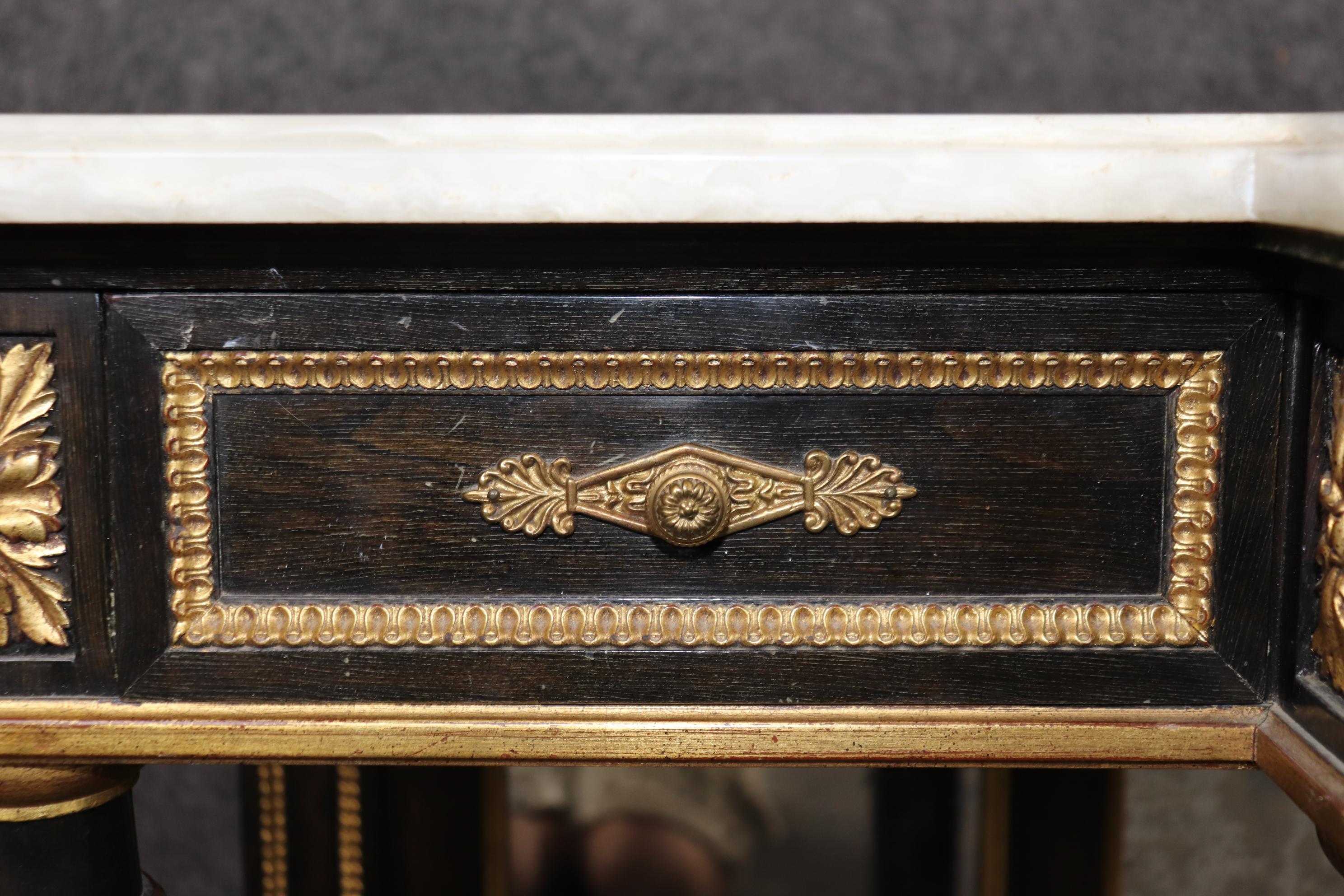Louis XVI Stil Marmorplatte Konsole Server patiniert Spiegel im Angebot 4
