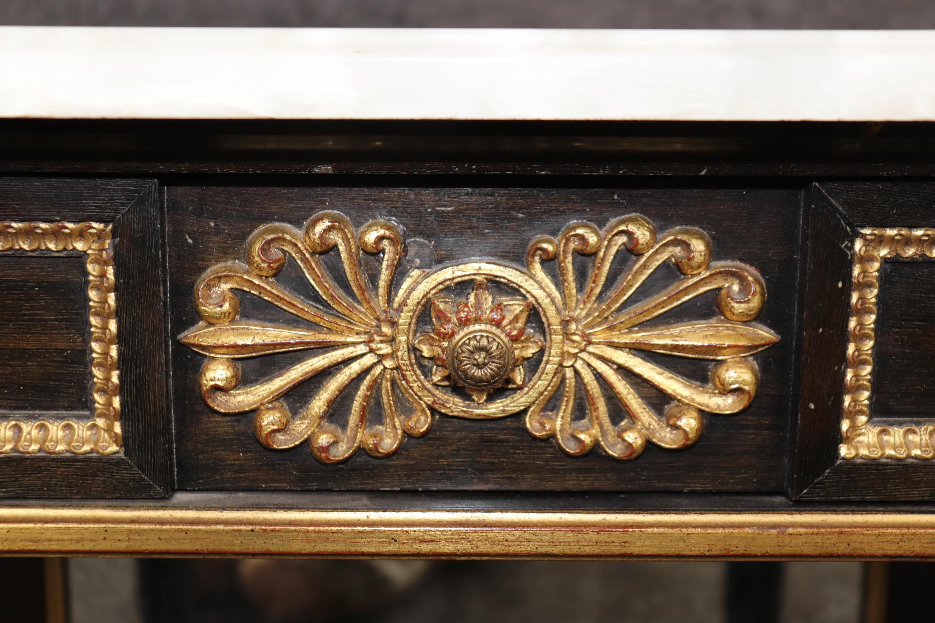 Louis XVI Stil Marmorplatte Konsole Server patiniert Spiegel (Directoire) im Angebot
