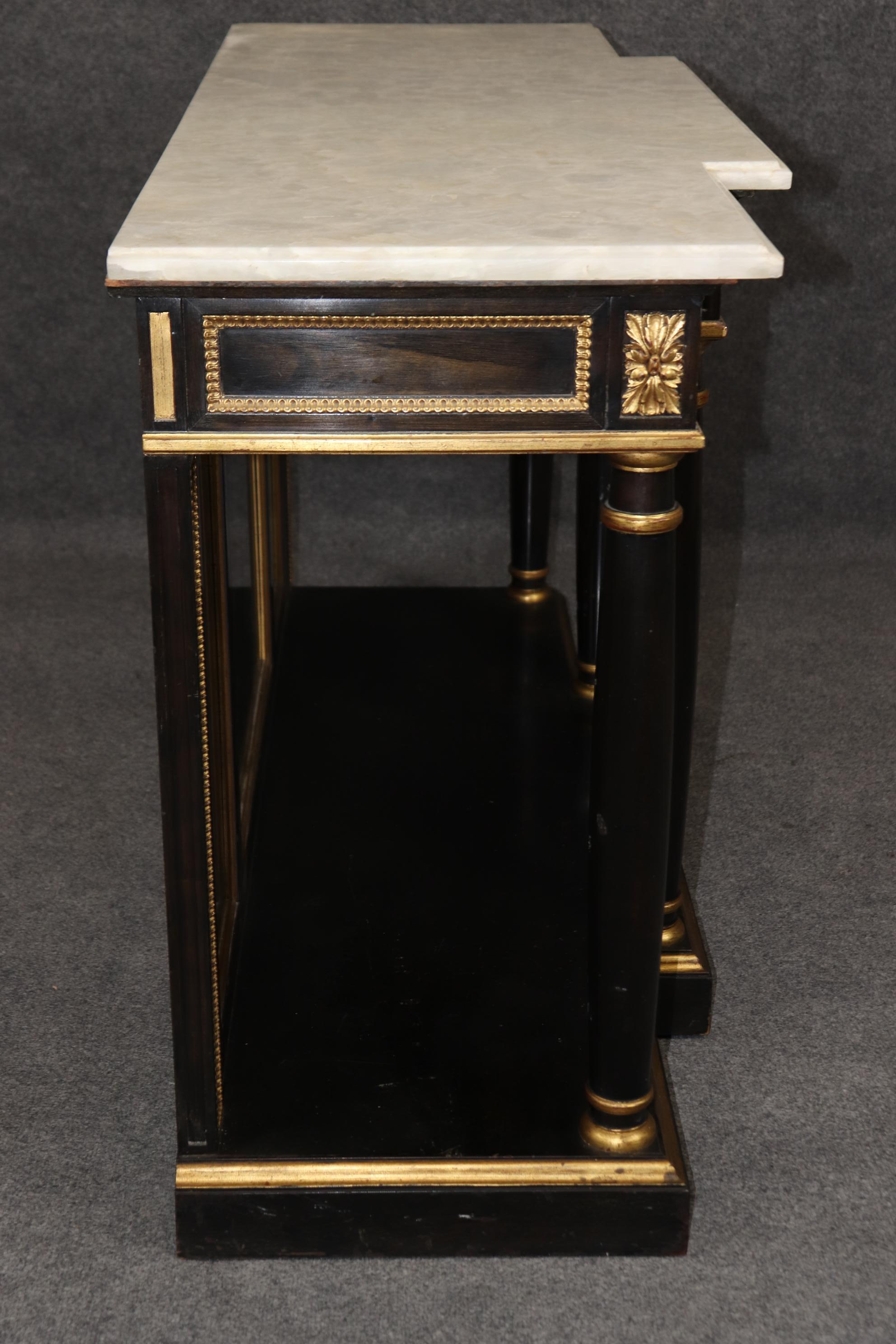 Louis XVI Stil Marmorplatte Konsole Server patiniert Spiegel (Bronze) im Angebot