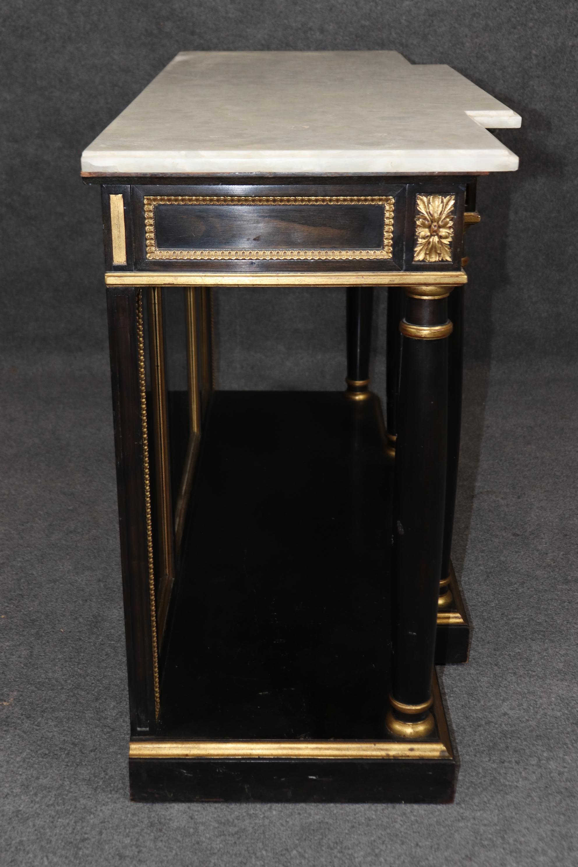Louis XVI Stil Marmorplatte Konsole Server patiniert Spiegel im Angebot 1