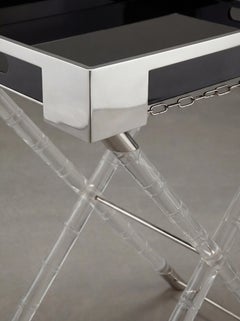 Maison Jansen Style Lucite Faux Bamboo and Chrome Tray Table 1970s