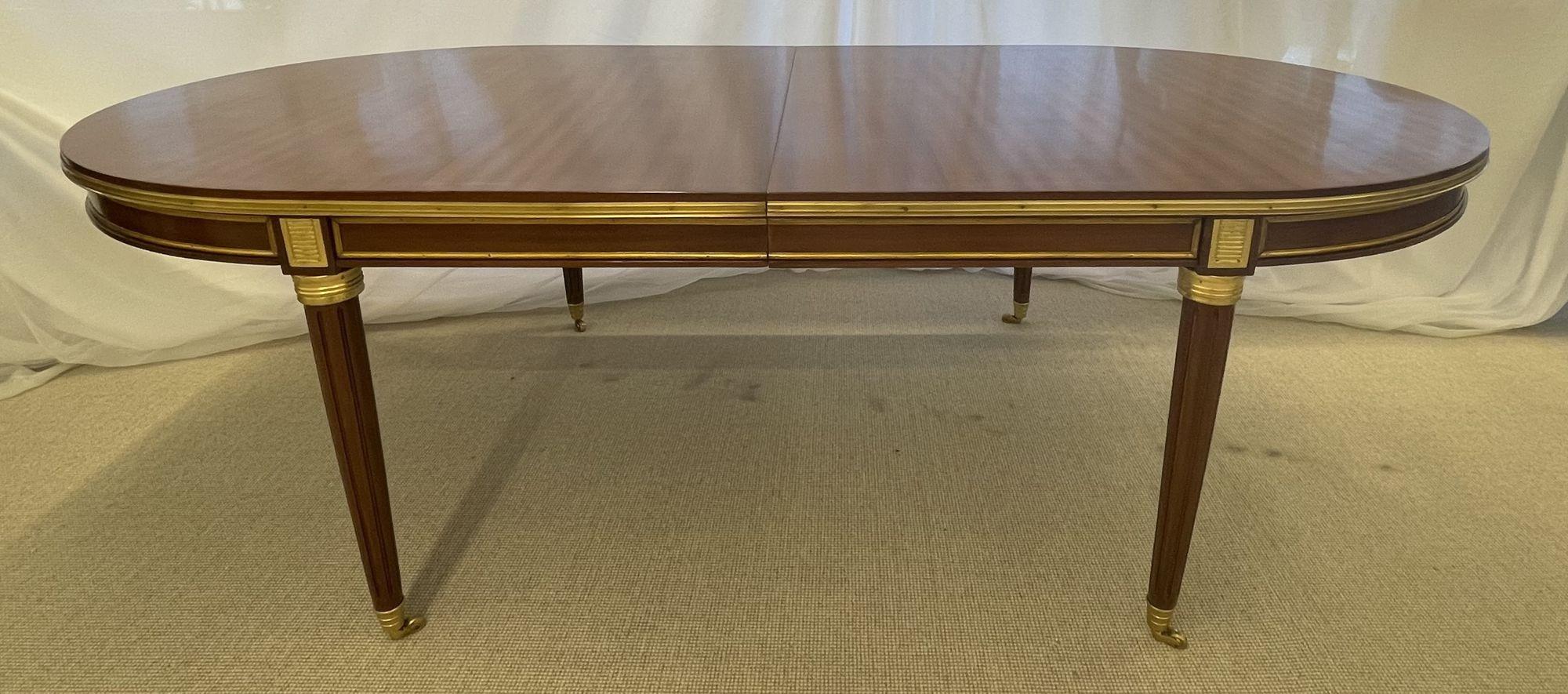 Maison Jansen Style Mahogany Dining, Conference Table, Louis XVI, Bronze In Good Condition For Sale In Stamford, CT
