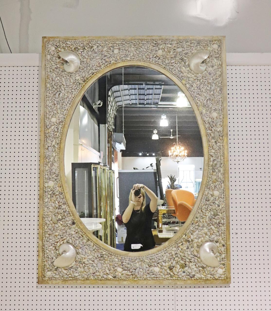 Maison Jansen Style Mid-Century Modern Sea Shell Encrusted Wall Mirror 6