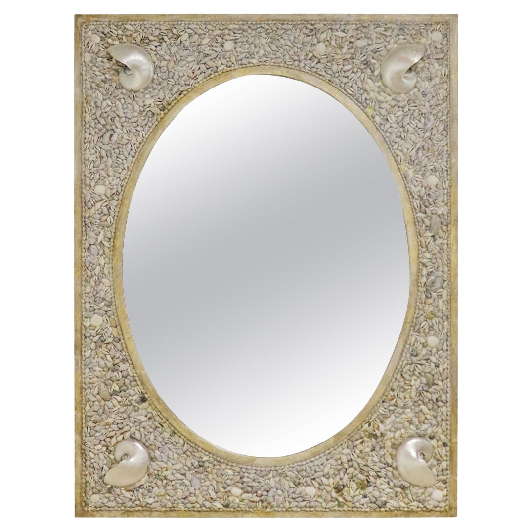 Maison Jansen Style Mid-Century Modern Sea Shell Encrusted Wall Mirror