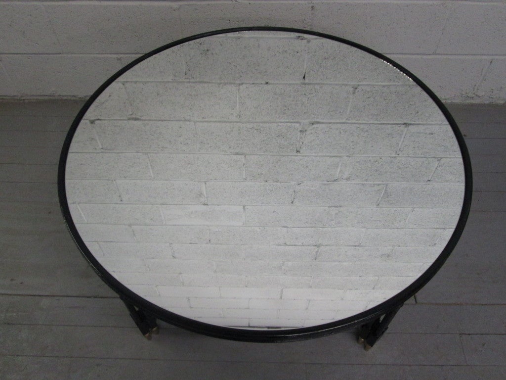 Directoire Maison Jansen Style Mirrored Top Coffee Table For Sale