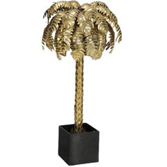 Vintage Maison Jansen Style Monumental Hollywood Regency Brass Palm Tree Floor Lamp