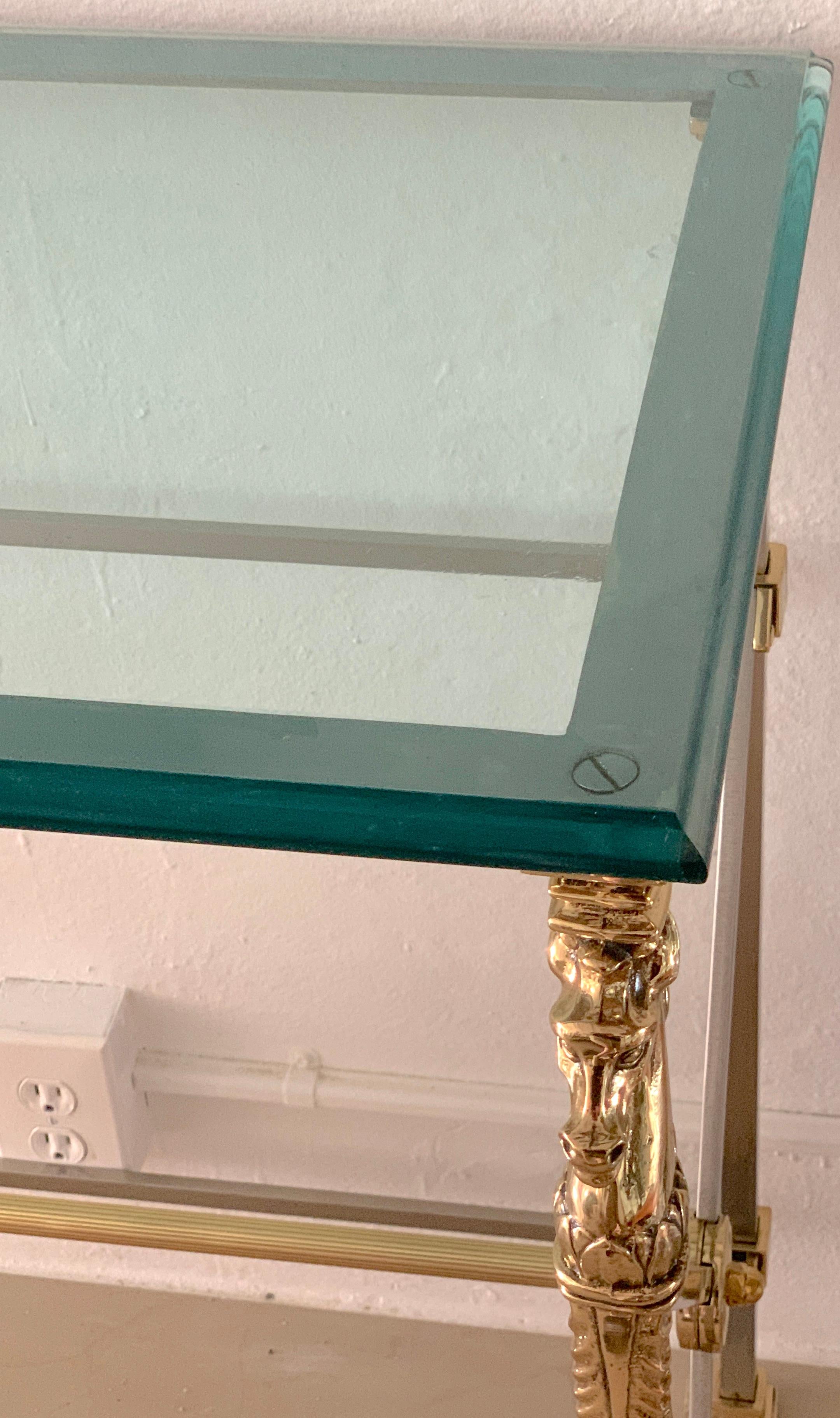 XX secolo Console in stile neoclassico in ottone, acciaio e vetro della Maison Jansen, Francia, 1960 ca. in vendita