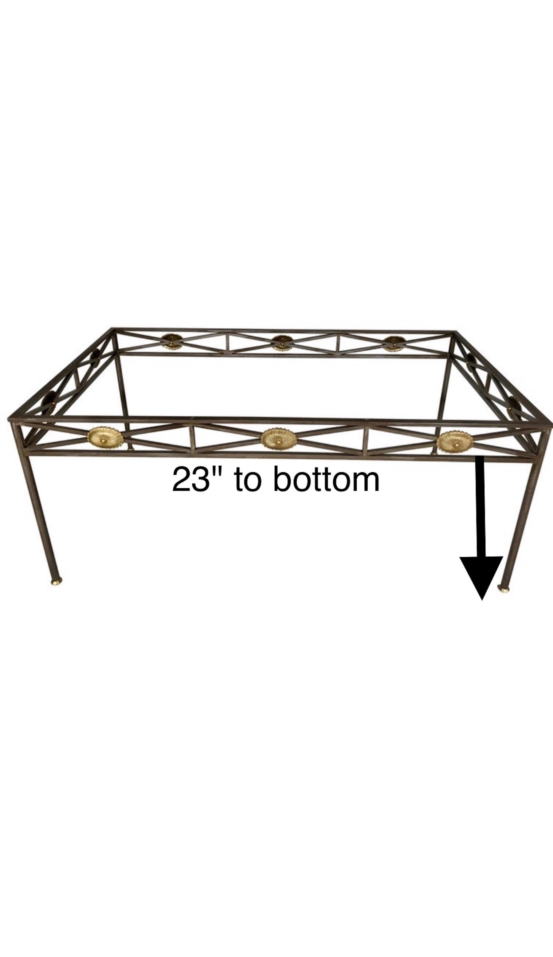 Maison Jansen Style Neoclassical Steel and Bronze Dining Table Base For Sale 6