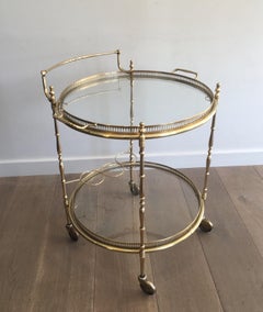 Maison Jansen Style, Neoclassical Style Round Brass Bar Cart, circa 1940