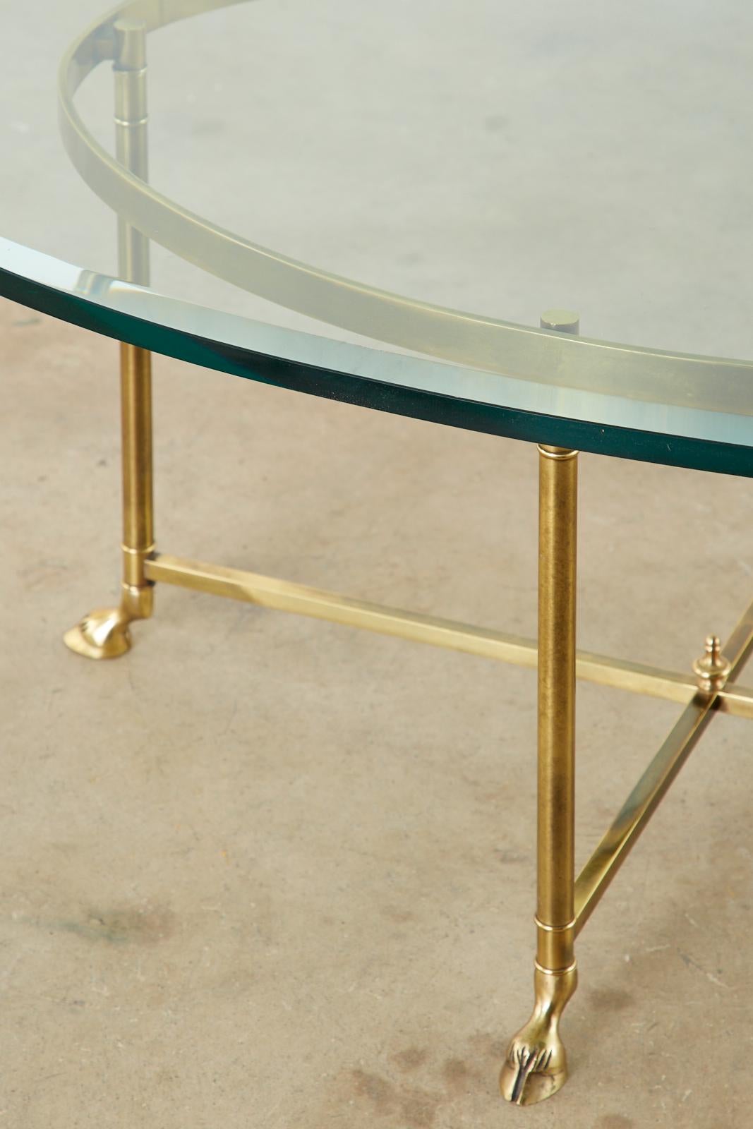 Maison Jansen Style Oval Brass and Glass Cocktail Table 3