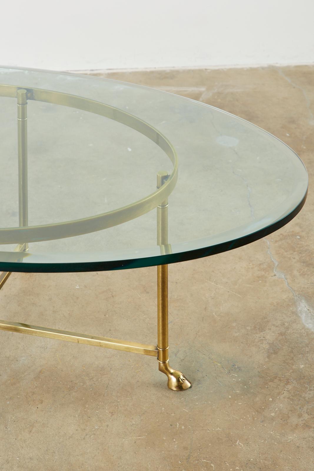 Maison Jansen Style Oval Brass and Glass Cocktail Table 4