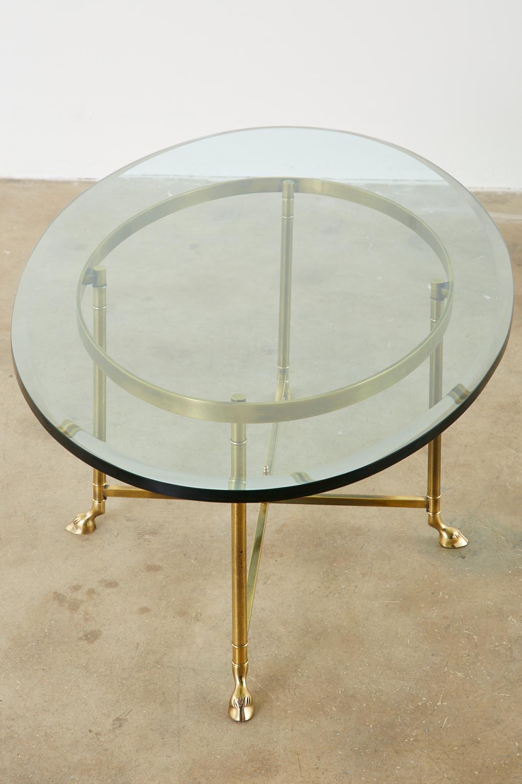Maison Jansen Style Oval Brass and Glass Cocktail Table 9