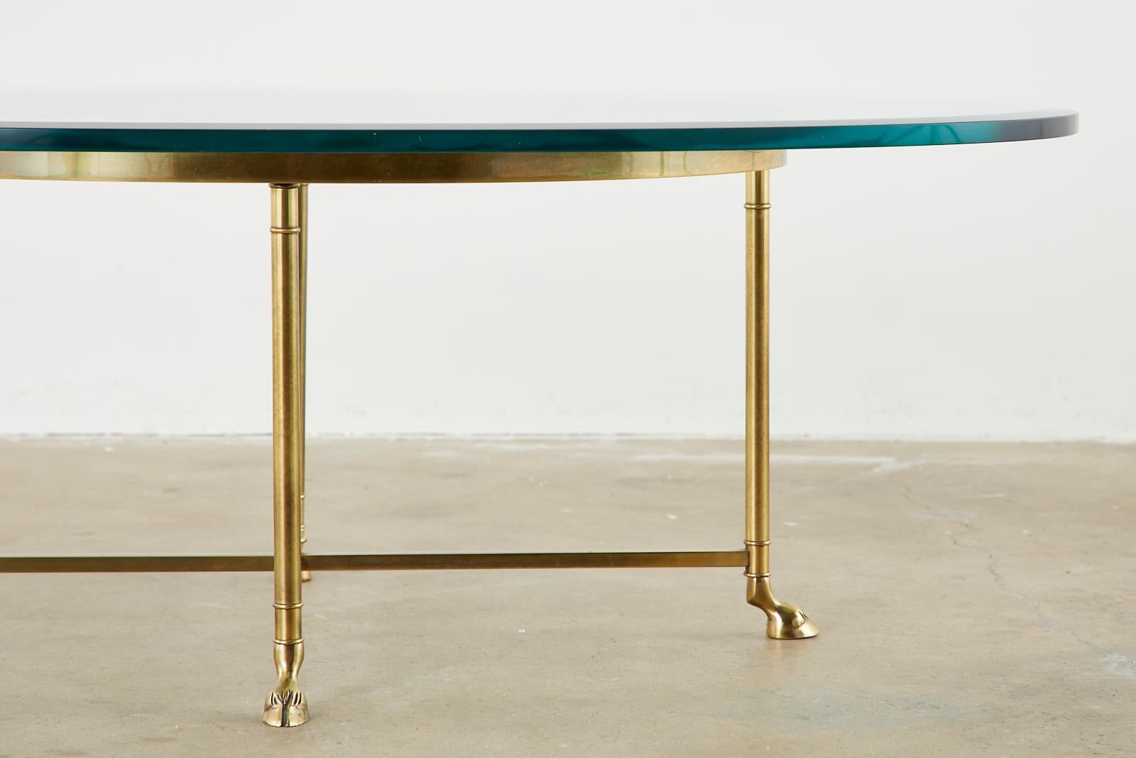 Maison Jansen Style Oval Brass and Glass Cocktail Table 2