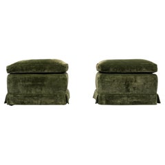 Maison Jansen style  pair Green Velvet stools 1970s  France