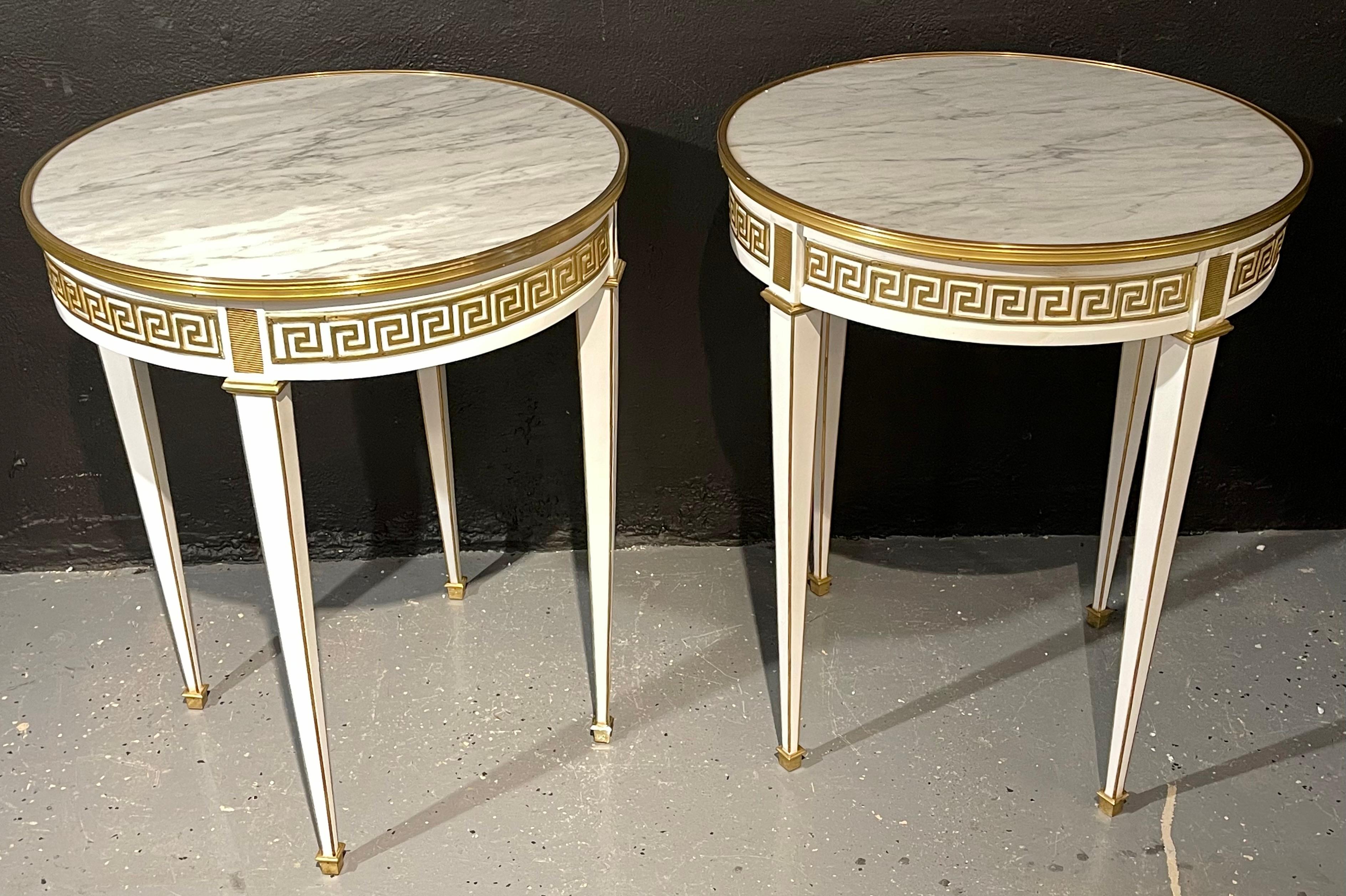 Bronze Maison Jansen Style Pair of Bouillotte / End Tables, Side Table or Pedestals