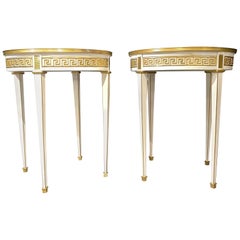 Maison Jansen Style Pair of Bouillotte / End Tables, Side Table or Pedestals