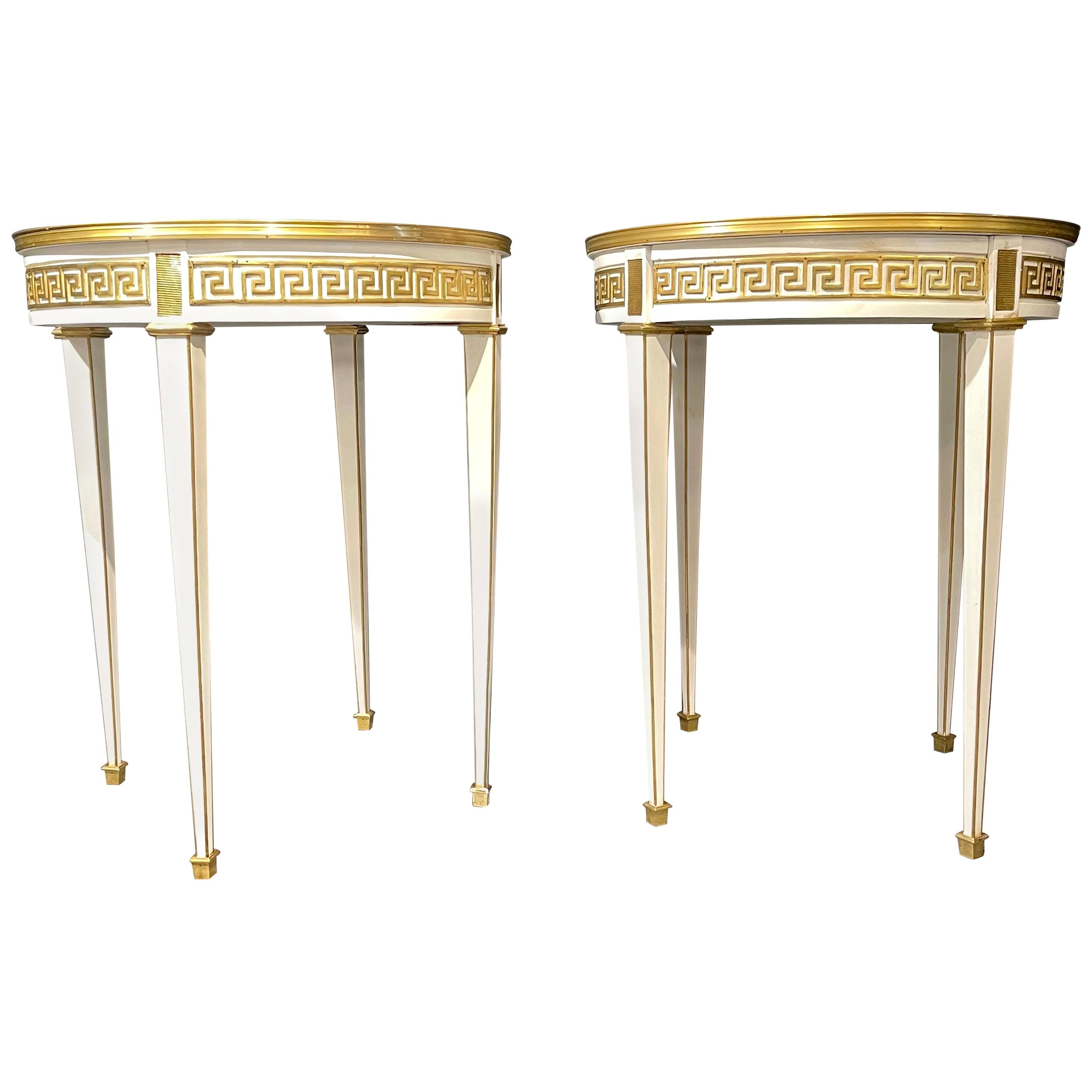 Maison Jansen Style Pair of Bouillotte / End Tables, Side Table or Pedestals