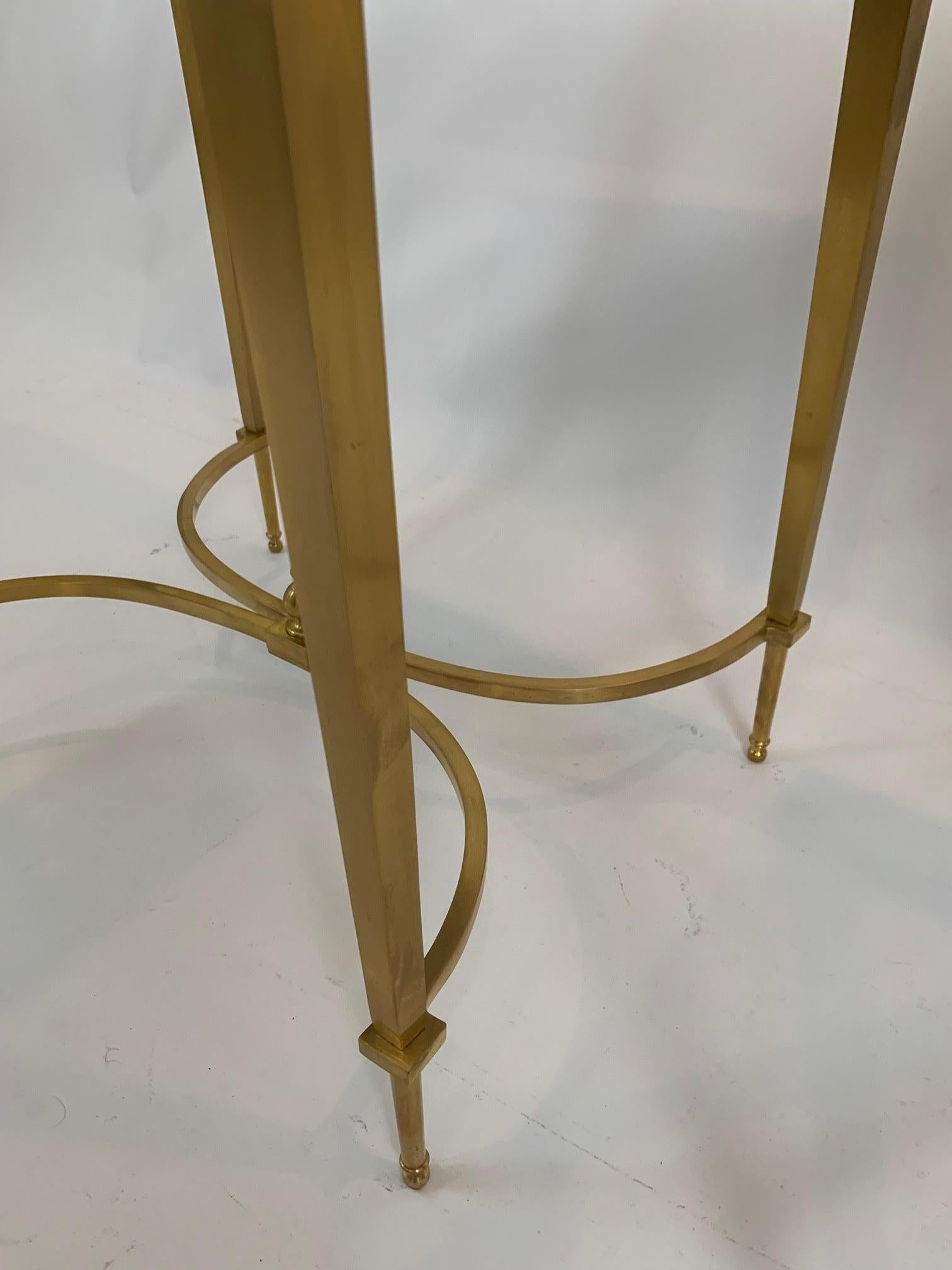 Maison Jansen Style Pair of Sophisticated Brass & Black Granite End Tables 4