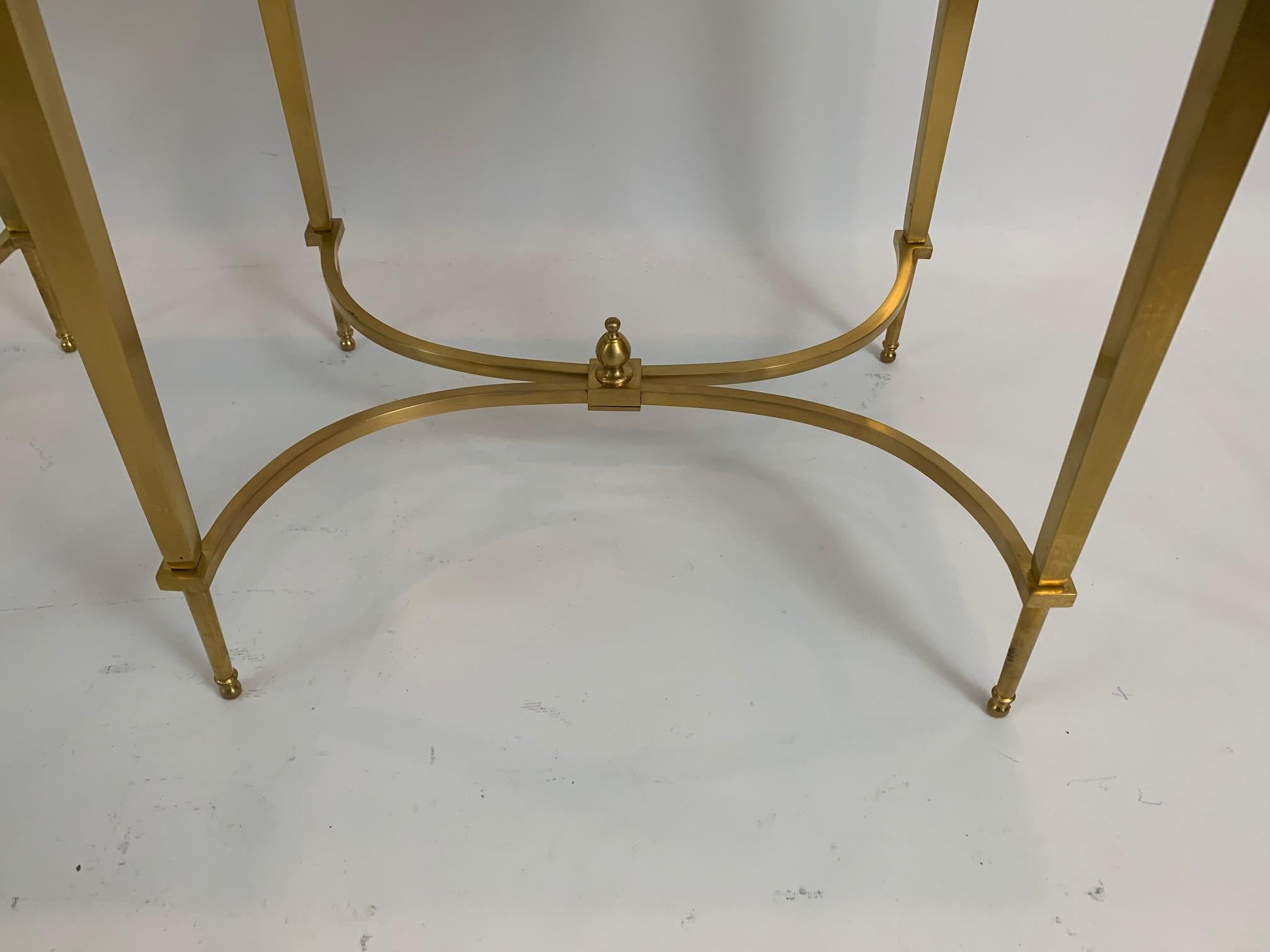 Maison Jansen Style Pair of Sophisticated Brass & Black Granite End Tables 5