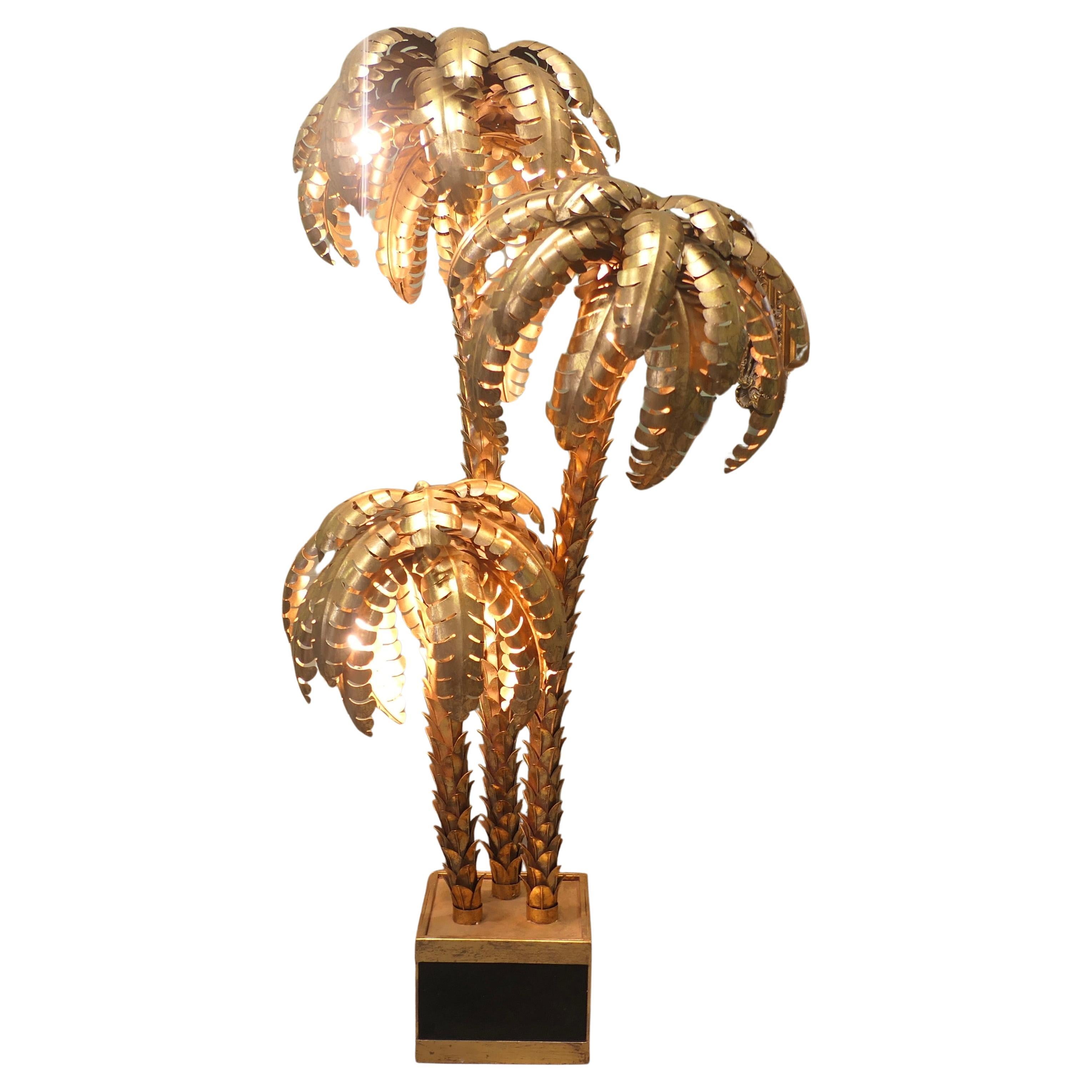 Maison Jansen style Palm Tree Tole Ware Floor Lamp French 1970/1980