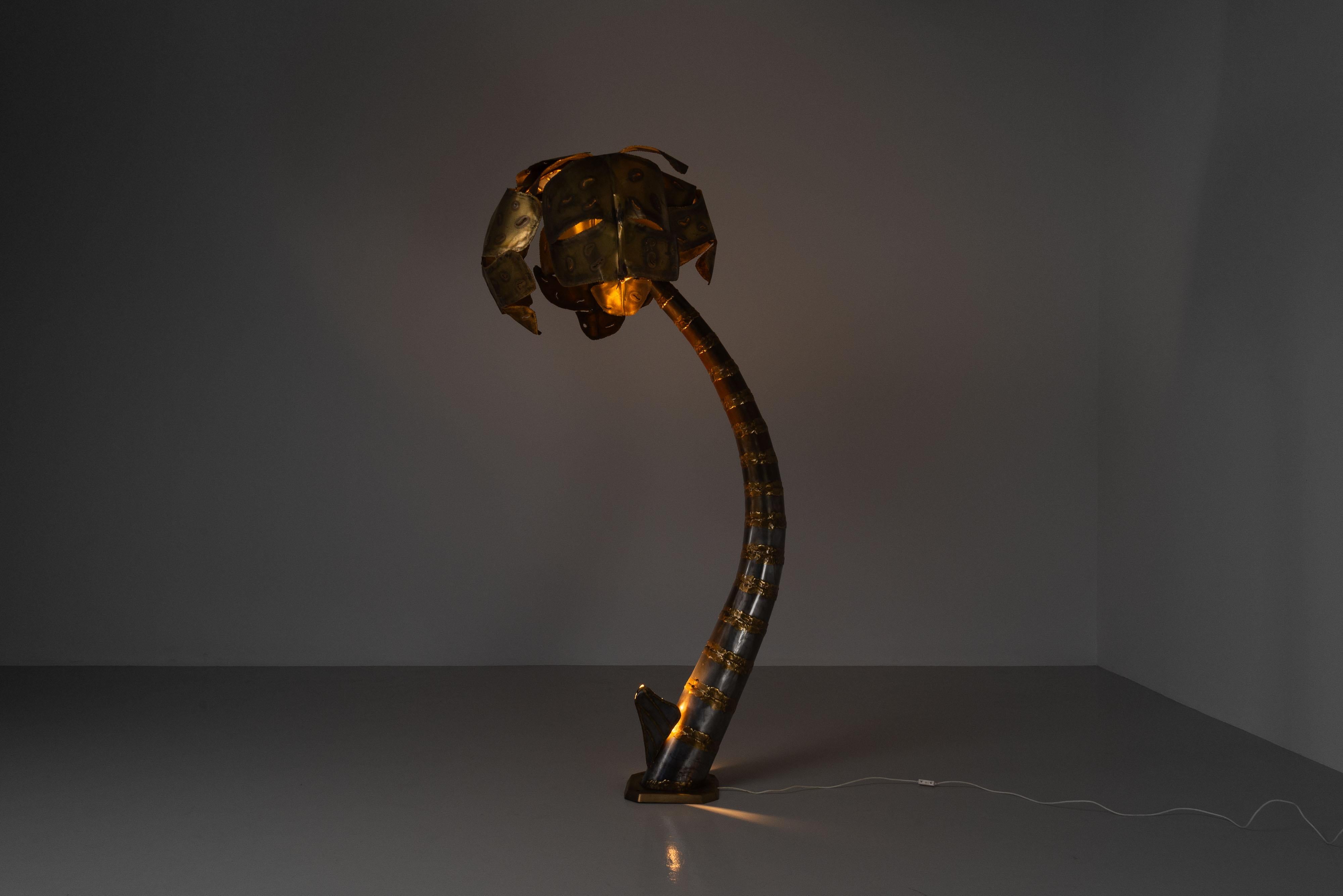 Palmen-Stehlampe im Stil von Maison Jansen, Frankreich 1970er Jahre im Angebot 3