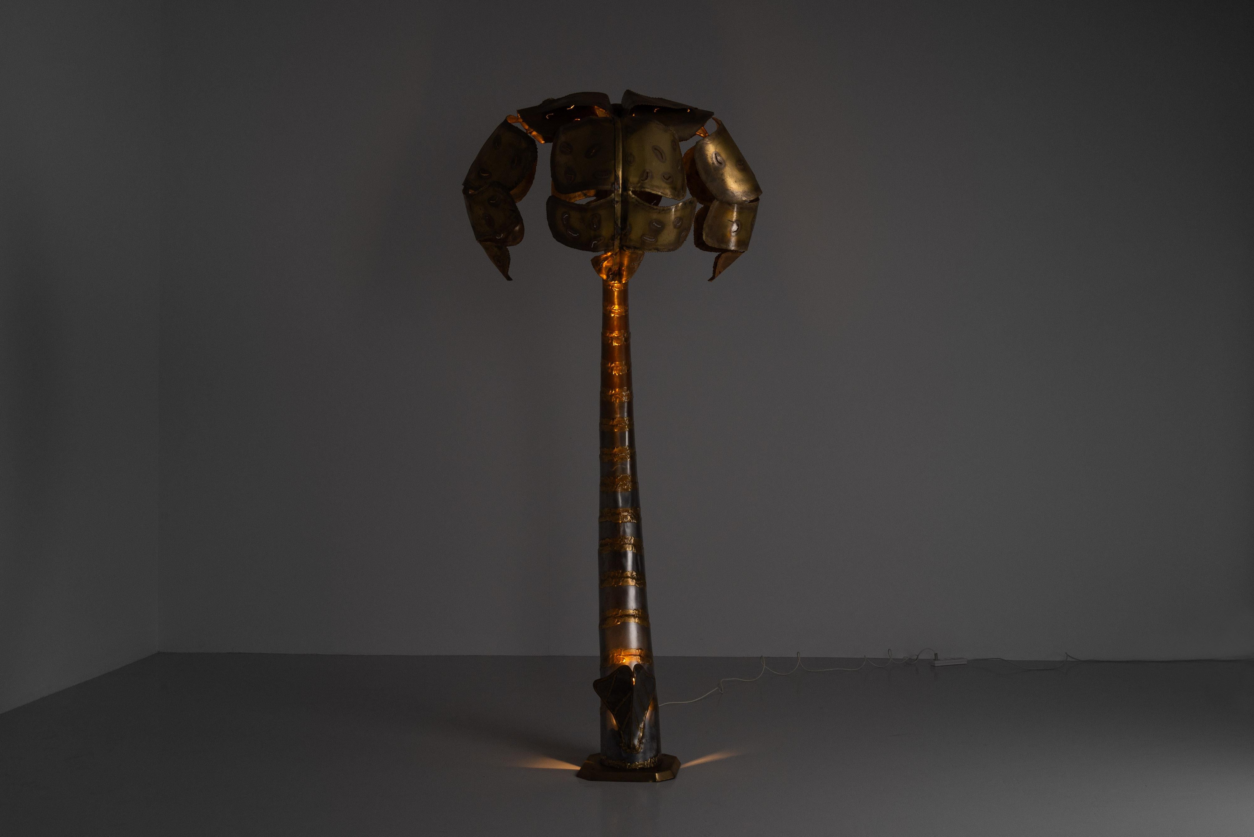 Palmen-Stehlampe im Stil von Maison Jansen, Frankreich 1970er Jahre im Angebot 6