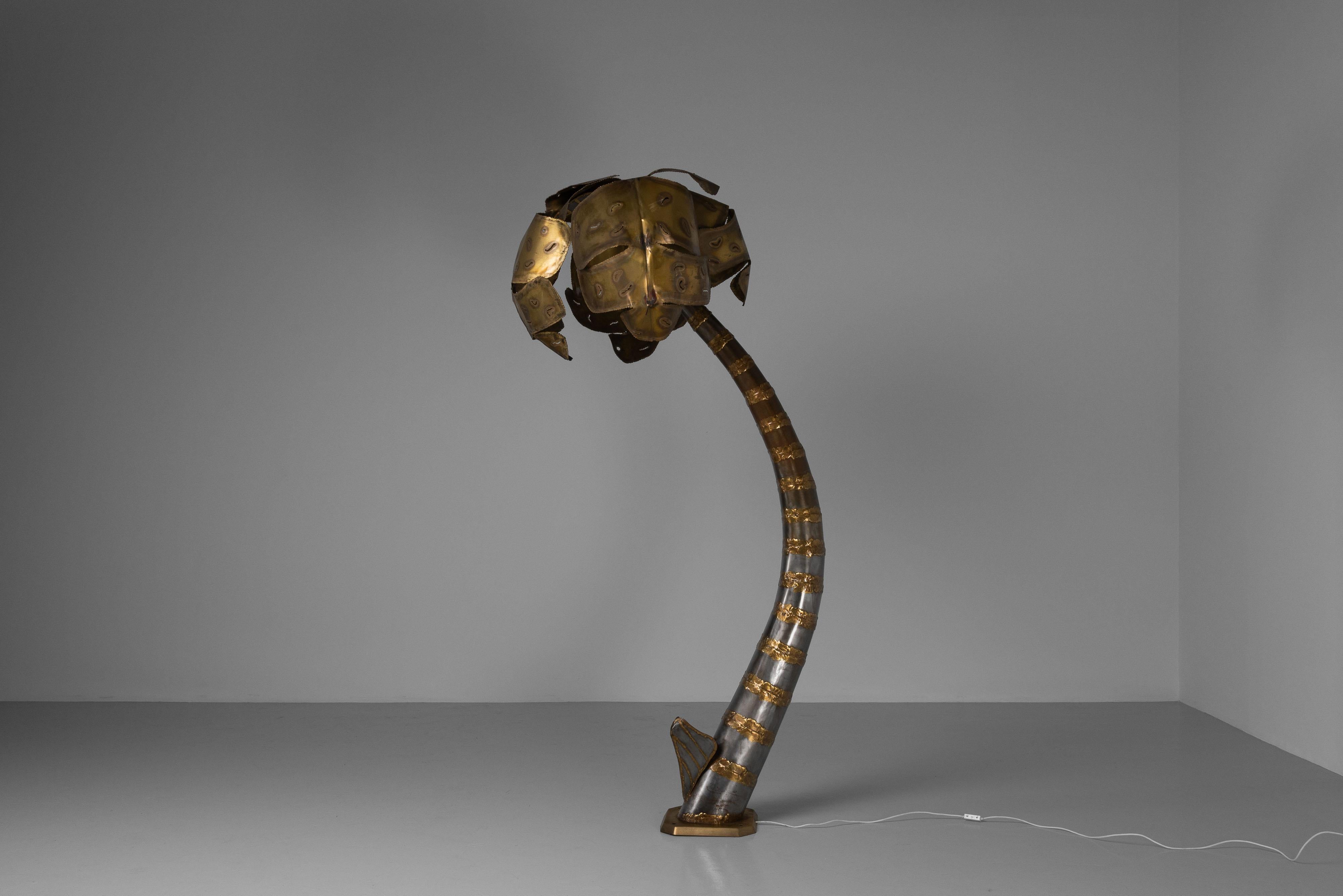 Palmen-Stehlampe im Stil von Maison Jansen, Frankreich 1970er Jahre (Hollywood Regency) im Angebot
