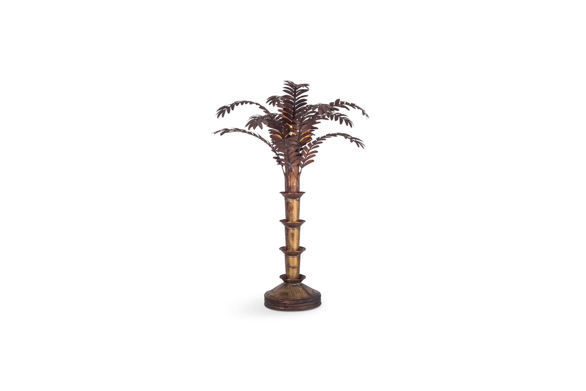 Hollywood Regency Maison Jansen Style Palmtree Table Lamp in Brass